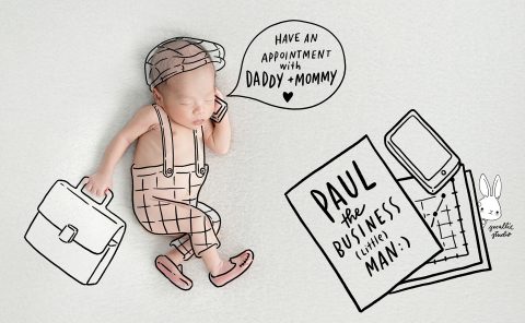 newborn business man drawing